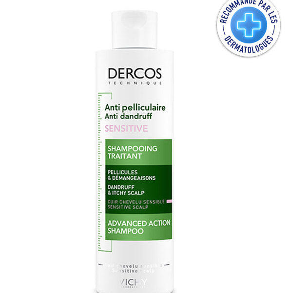 Vichy – Dercos Shampooing Traitant Antipelliculaire Sensitive – Sans Sulfate – 200 Ml