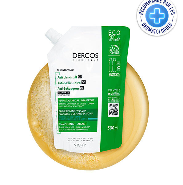 Vichy – Dercos Technique Eco-Recharge Shampooing Antipelliculaire Ds - Cheveux Normaux A Gras 500Ml