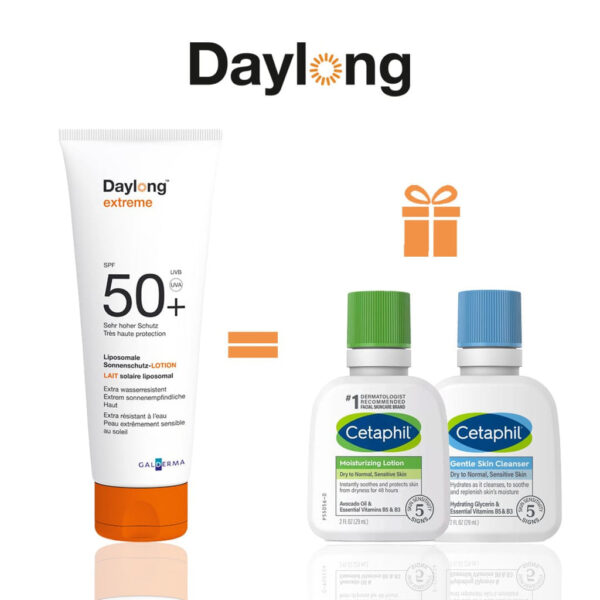 Daylong – Extrême Lait Solaire Liposomal Spf50 100Ml = Lotion 29Ml + Skin Cleanser 29 Ml Offerts