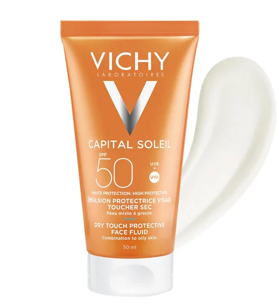Vichy – Capital Soleil Émulsion Toucher Sec Spf50 Peau Sens Mixte À Grasse 50Ml