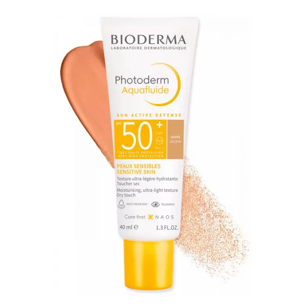 Bioderma – Photoderm Max Aquafluide Téinte Dorée Golden +Spf 50+ Tube De 40 Ml
