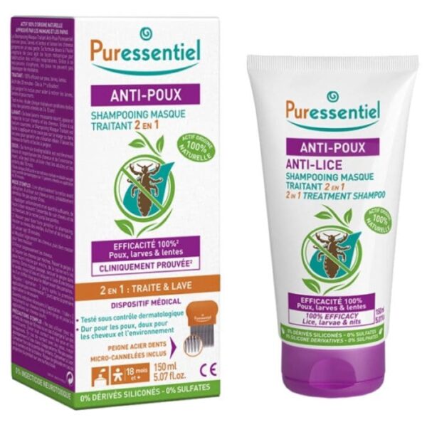 Puressentiel – Shampooing Masque 2 En 1 Anti Poux 150 Ml